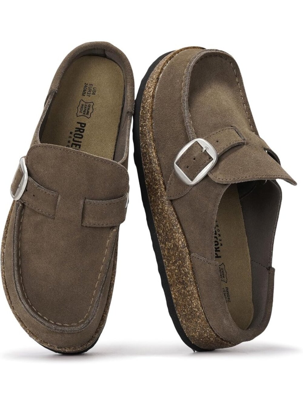 Women's Taupe Carline Leather Closed Toe Pull On Fall Moccasin Clogs Loafer Shoe